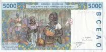 Estados de &Aacute;frica del oeste 5000 Francs - Factory - Village scene - ND (2000-2001) - Letter K (Senegal) - P.713K