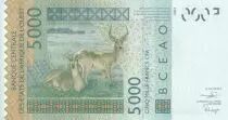 Estados de &Aacute;frica del oeste 5000 Francs - Mask - Kobus kob - 2019 - Letter A ( Ivory Coast) - P.New