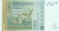 Estados de &Aacute;frica del oeste 5000 Francs Mask - Antelopes - Burkina Faso 2017