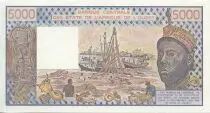 Estados de &Aacute;frica del oeste 5000 Francs Woman, fish, boat