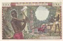 Estados de &Aacute;frica ecuatorial 1000 Francs Cotton market - Woodsman - 1963 - Letter C Congo - Specimen