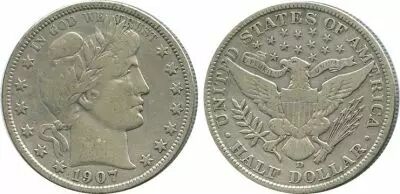 Estados Unidos 1/2 Dollar Liberty, Barber - 1907