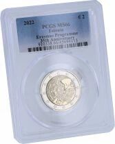 Estland 2 Euro Commemorative Coin. ESTONIA BO 2022 - 35 years of the ERASMUS Programme - PCGS MS67