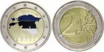 Estland 2 Euros - Map of Estonia - Colorised - 2011 - Bimetallic