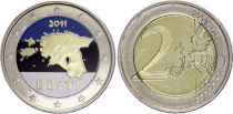 Estonia 2 Euros - Map of Estonia - Colorised - 2011 - Bimetallic