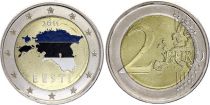 Estonia 2 Euros - Map of Estonia - Colorised - 2011 - Bimetallic
