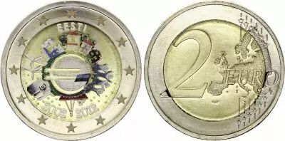 Estonie 2 Euros - 10 ans de l\'Euro - Coloris�e - 2012