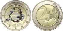 Estonie 2 Euros - 10 ans de l\'Euro - Colorisée - 2012