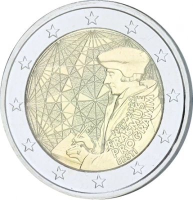 Estonie 2 Euros Comm�mo. BU ESTONIE 2022 - 35 ans du Programme ERASMUS - PCGS MS67