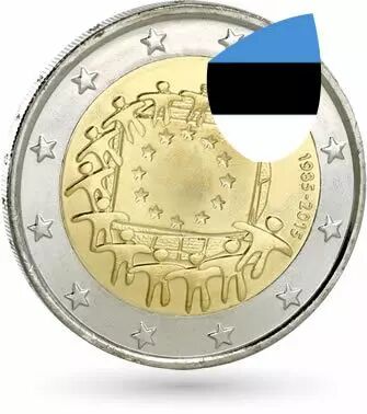 Estonie 2 Euros Comm�mo. Estonie 2015 - 30 ans du drapeau europ�en