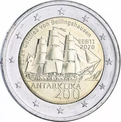 Estonie 2 Euros Comm�mo. Estonie 2020 - 200 ans de la premi�re exp�dition en Antarctique