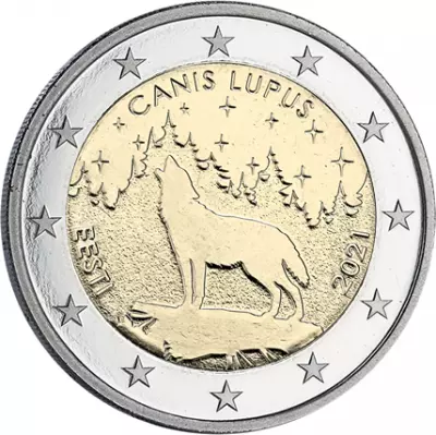 Estonie 2 Euros Comm�mo. Estonie 2021 - Le Loup (Canis Lupus)