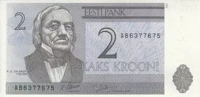Estonie 2 Krooni - K.E. Von Baer - Universit� de Tartu - 1992