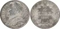 Etat Pontifical 2 Lire Pie IX - XXII - 1867 R Rome