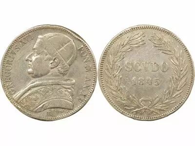 Etat Pontifical Gr�goire XVI - Scudo Argent, Type 2 - 1845 R Rome