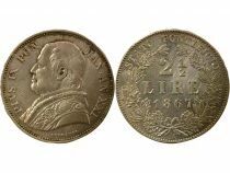 Etat Pontifical Pie IX - 2 1/2 Lire Argent - 1867 R Rome An XXI