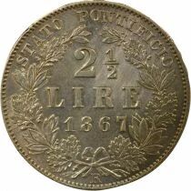 Etat Pontifical Pie IX - 2 1/2 Lire Argent - 1867 R Rome An XXI