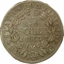 Etat Pontifical Pie IX - 5 Soldi Argent - 1867 R Rome An XXI
