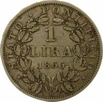 Etat Pontifical Pie IX - Lira Argent - 1866 R Rome An XXI