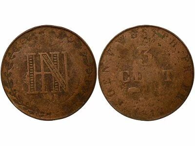 Etats Allemands (Emissions Sp�cialis�es) King. of Westphalia, J�r�me Bonaparte - 3 Centimes - 1812 C Cassel