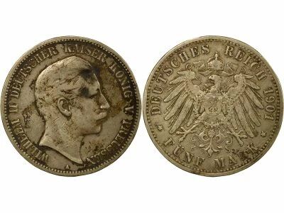 Etats Allemands (Prusse) Guillaume II - 5 Mark Argent - 1901 A Berlin