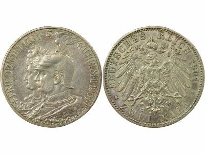 Etats Allemands (Prusse) William II - 2 Silver Mark, 200 Years of the Kingdom - 1901 A Berlin