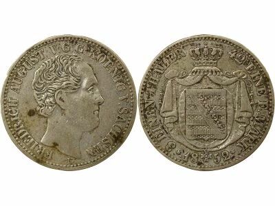 Etats Allemands (Saxe) Fr�d�ric-Auguste II - 1/3 Thaler Argent - 1852 F Dresde