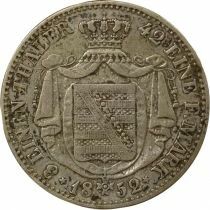 Etats Allemands (Saxe) Fr&eacute;d&eacute;ric-Auguste II - 1/3 Thaler Argent - 1852 F Dresde