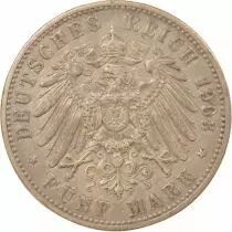 Etats Allemands (Wurtemberg) Guillaume II - 5 Mark Argent - 1903 F Stuttgart