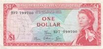 Etats Cara&iuml;bes orientales 1 dollar - Elisabeth II - ND (1965) - P.13d