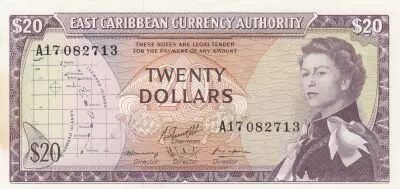 Etats Cara�bes orientales 20 dollars - Elisabeth II - Cara�be orientale - S�rie A - 1965