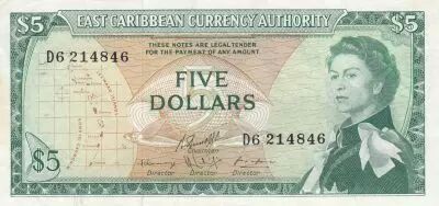 Etats Cara�bes orientales 5 dollars - Elisabeth II - Cara�be orientale - S�rie D - 1965