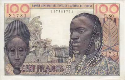Etats de l�Afrique de l�Ouest 100 Francs Masque - 1959