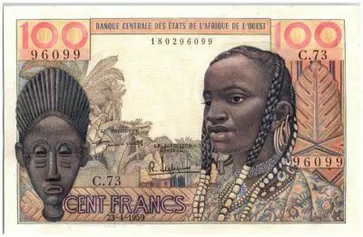 Etats de l�Afrique de l�Ouest 100 Francs Masque - 1959