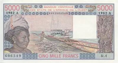 Etats de l�Afrique de l�Ouest 5000 Francs Pirogues de p�che