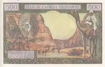 Etats de l\'Afrique Equatoriale 500 Francs - Femme, Mine, chameaux - (ND 1963) - S&eacute;rie O.12 - Lettre A (Tchad) - P.4a