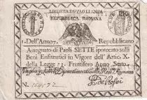 Etats Italiens 7 Paoli - Assignat - R&eacute;publique romaine - 1798 - P.S537