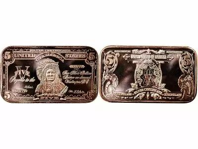 Etats Unis d\'Am�rique  Indian Chief 5$ Ingot - 1 Copper Ounce