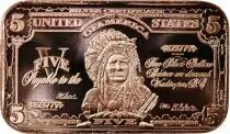 Etats Unis d\'Amérique  Indian Chief 5$ Ingot - 1 Copper Ounce