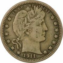 Etats Unis d\'Am&eacute;rique 1/4 Silver Dollar \ Barber Quarter\  - 1911 Philadelphia