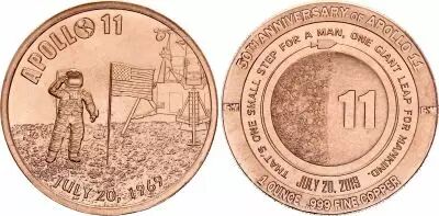 Etats Unis d\'Am�rique 50th Anniversary of Apollo 11 - 1 Ounce Copper