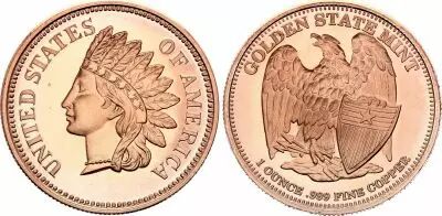 Etats Unis d\'Am�rique Head Indian - 1 Ounce Copper