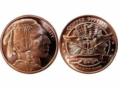Etats Unis d\'Am�rique Indian Head, Buffalo - Copper Ounce