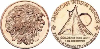 Etats Unis d\'Am�rique Medallion Chief - 1 Ounce Copper