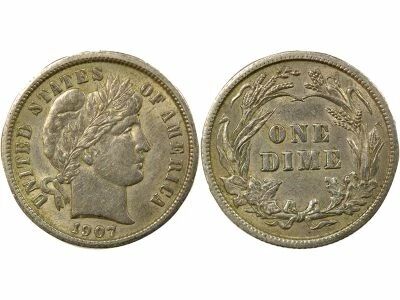 Etats Unis d\'Am�rique Silver Dime, Barber - 1907 Philadelphia