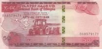 Ethiopia 50 Birr - Tractor ploughing the land - Industrial installation - 2020 - DA series