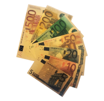 Fantaisie Série de 7 billets euros fantaisies dorés, sans valeur légale