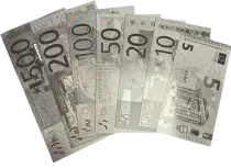 Fantaisie Série de 7 billets euros fantaisies dorés, sans valeur légale