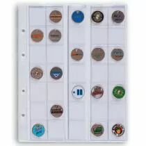 Feuilles Numismatiques OPTIMA, pour 35 pièces de monnaie jusqu\'à 27 mm Ø, transparent