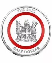Fidschi 1/2 Dollar - Le traineau du p&egrave;re no&euml;l - Anneau polym&egrave;re - 2021